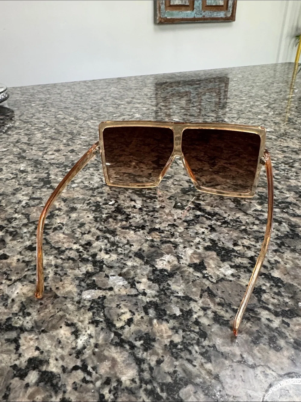 Oversized Square Gradient Sunglasses - Amber Frame, Brown Lenses